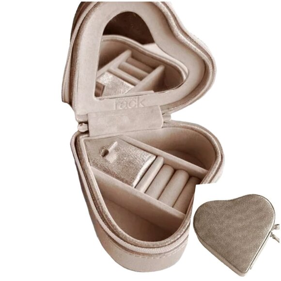 Nordstrom Chic Heart Jewelry Organizer Box Travel Case Glitter Gold NWOT - Picture 1 of 7